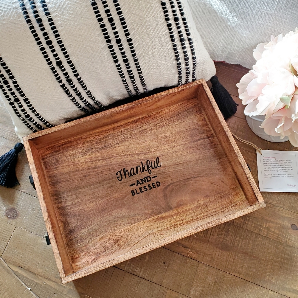 Thirty One 'Thankful & Blessed' Close To Home Natural Wood Serving Tray